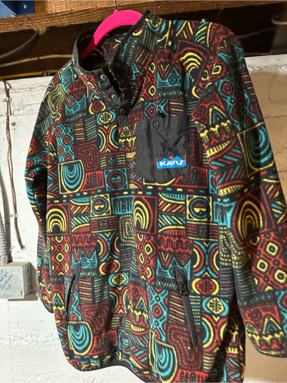 Kavu Multicolor Geometric Fleece Shirt Jacket